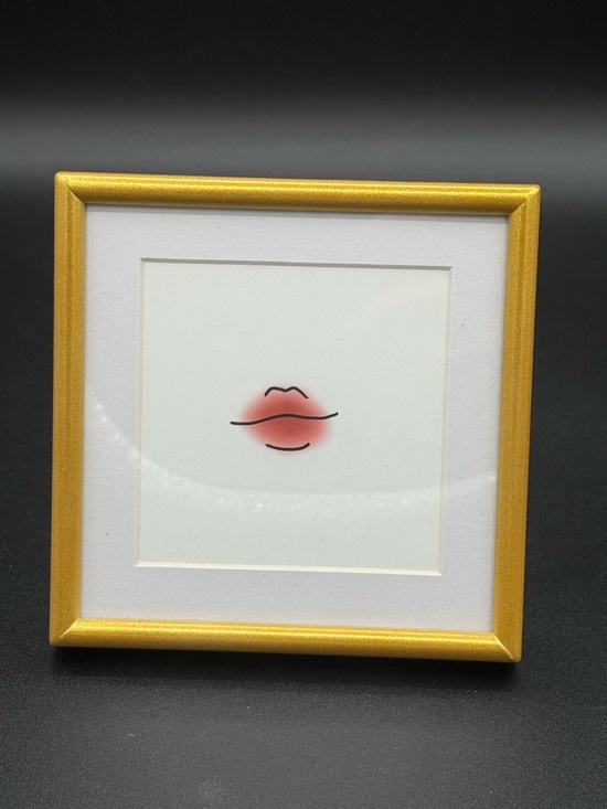 Other - NWOT- 4”x4” Small Gold Frame Mini Lip Art Print - Pink Accent - New